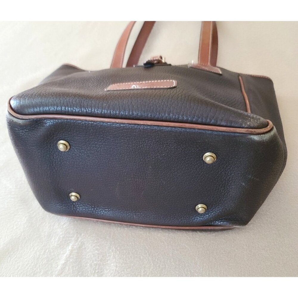 Vintage Dooney & Bourke AWL Leather Tote Brown w Buckle Closure Made In USA - Picture 4 of 16